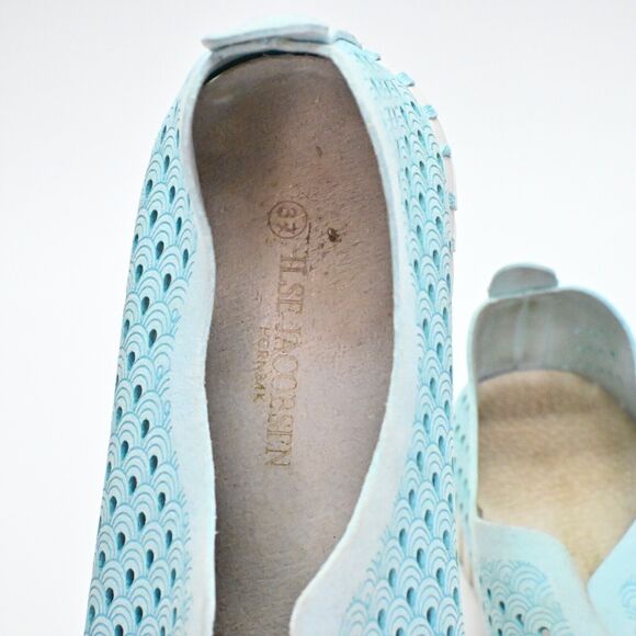 ISLE JACOBSEN Sneakers Womens Size 37 Blue Perforated‎ Tulip Slip On Boat Beach - Picture 6 of 9